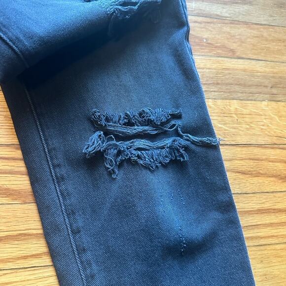 Pacsun Vintage Icon Black Distressed High-Rise Jeans  Raw Hem, Effortless Edge - Picture 2 of 15